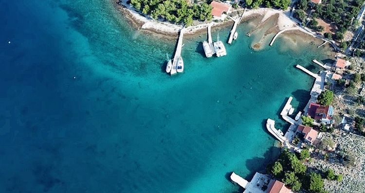 Yacht moorings in Striznja Bay