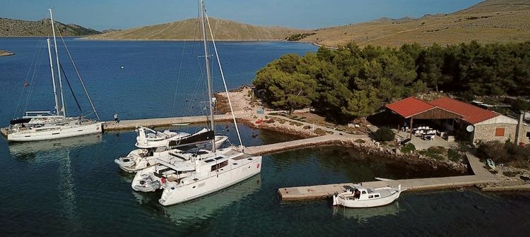 Yacht moorings in Striznja Bay