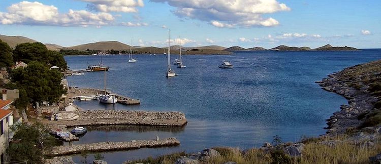 Yacht moorings in Striznja Bay