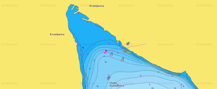 To open Navionics chart  of yacht moorings in Striznja Bay