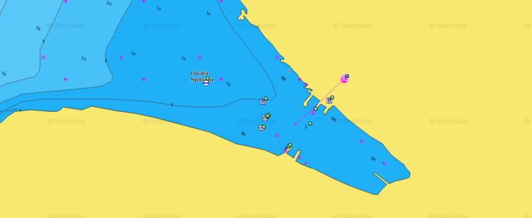 To open Navionics chart  of yacht moorings in Spinata Bay