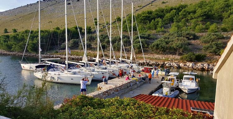 Yacht moorings in Donji Statival Bay