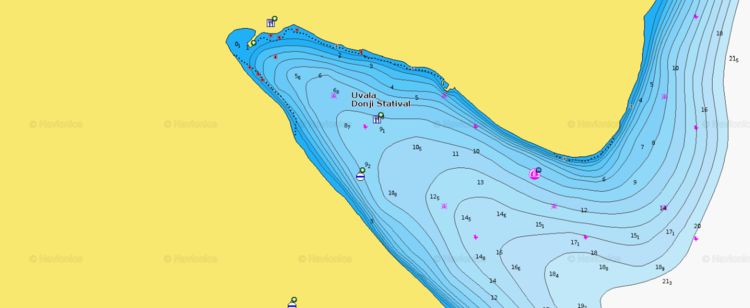 To open Navionics chart  of yacht moorings in Donji Statival Bay