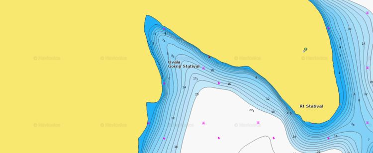 To open Navionics chart  of yacht anchorage in Gornji Statival Bay