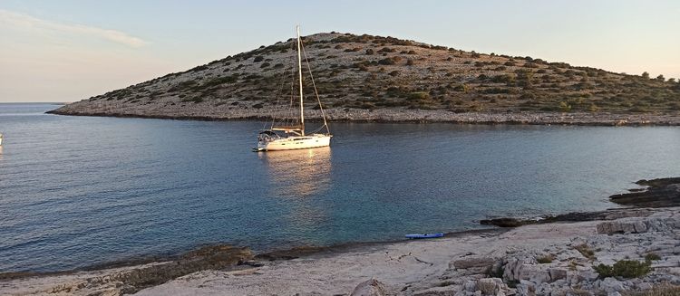 Yacht moorings in Kabal Bay on Zirje Island