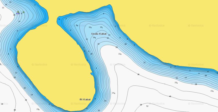 To open Naionics chart of yacht moorings in Kabal Bay on Zirje Island