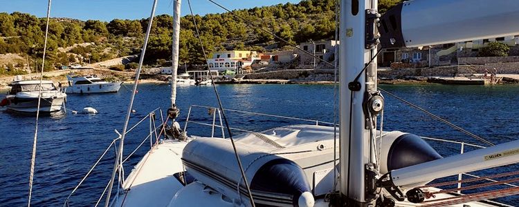 Yacht moorings in Koromasna Bay on Zirje Island