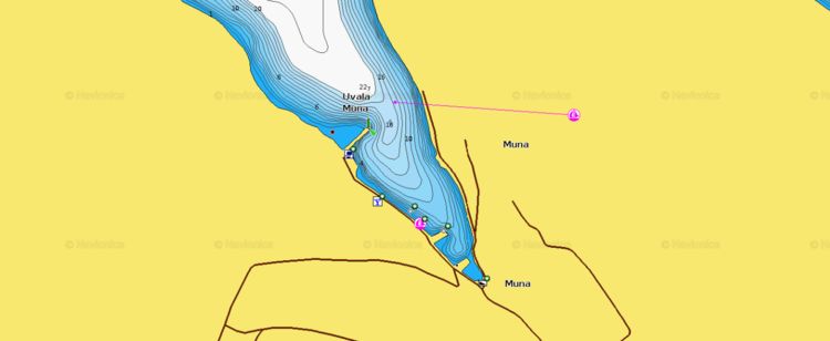 To open Naionics chart of yacht moorings in Muna Bay on Zirje Island