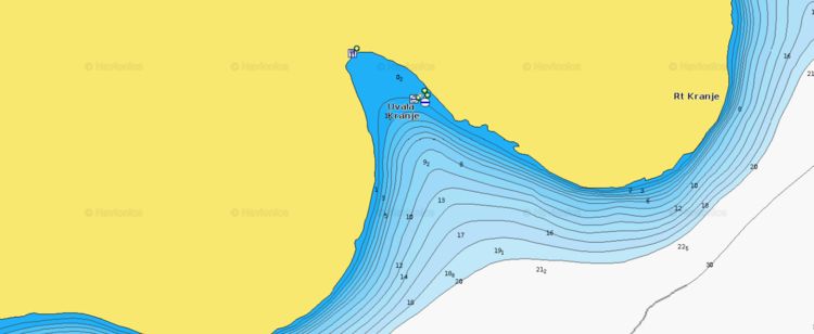 To open Naionics chart of yacht moorings in Kranje Bay