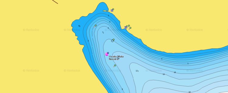 To open Naionics chart of yacht moorings in Mala Nozdra Bay