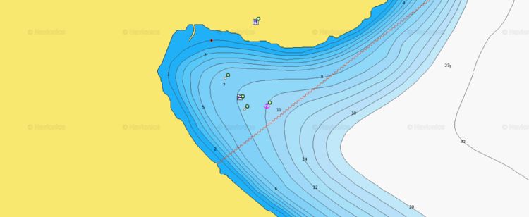 To open Naionics chart of yacht moorings in Kunjka Bay