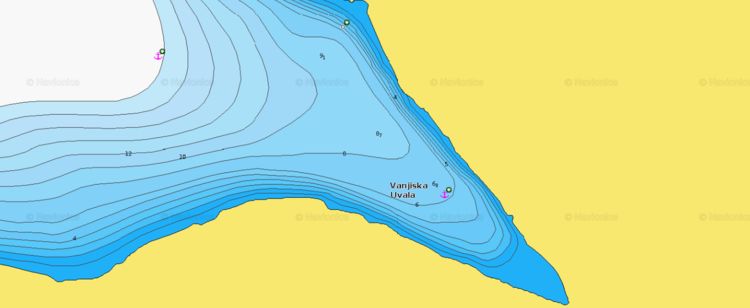 To open Naionics chart of yacht anchorage in Vanjiska Bay