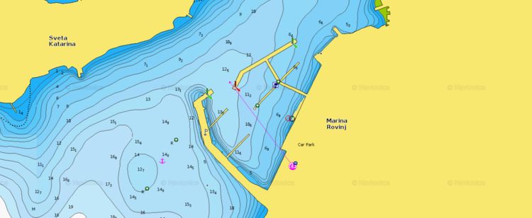 To open Navionics chart  of  ACI marina Rovinj