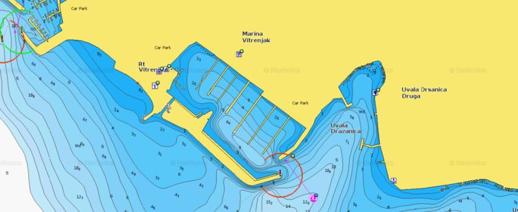 To open Navionics chart of yacht mooring in Marina Vitrenjak