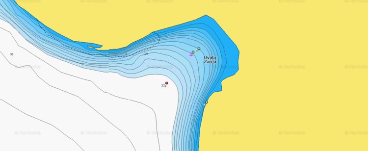 To open Navionics chart  of yacht anchorage in Zanja Bay