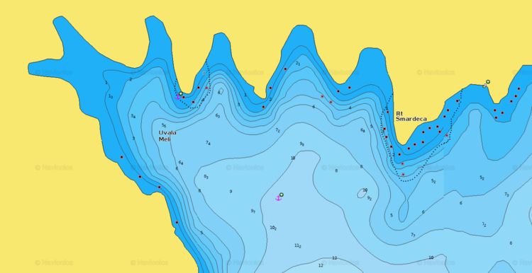 To open Navionics chart  of yacht anchorage in Meli Bay