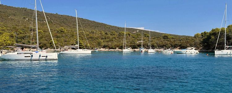 Yacht mooring buoys in Kolorat Bay