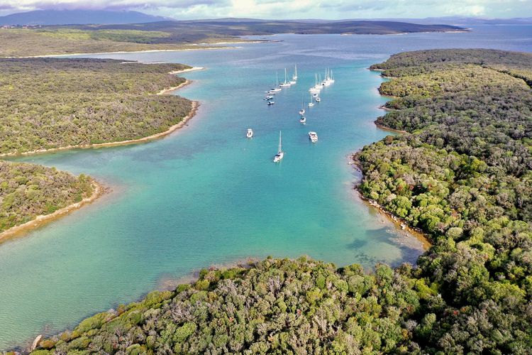 Yacht mooring buoys in Kolorat Bay