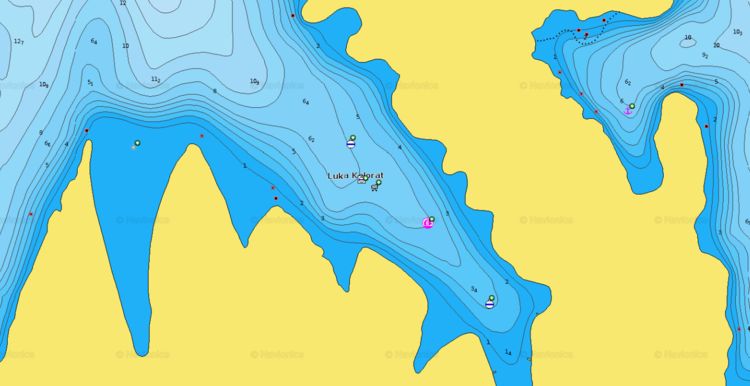 To open Navionics chart  of yacht mooring buoys in Kolorat Bay