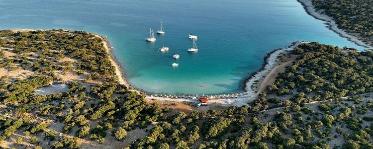 Yacht anchorage in Meli Bay on the east coast of Cres Island