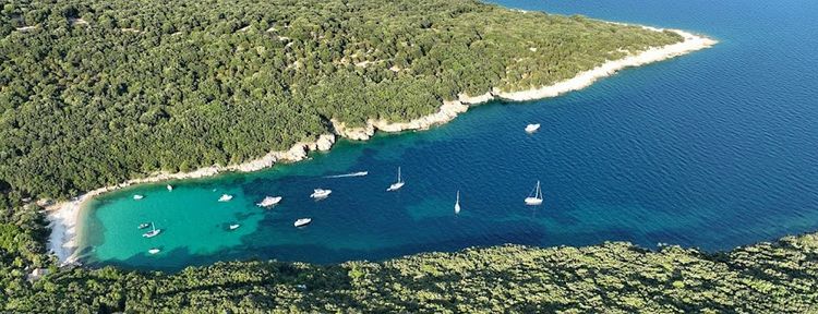 Yacht anchorage in Kruscica Bay on the east coast of Cres Island