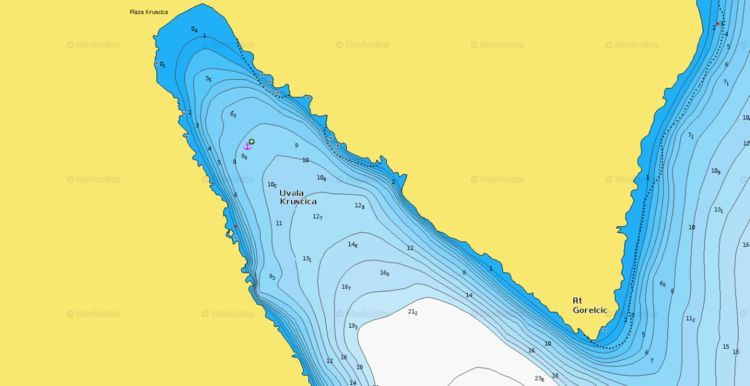 To open Navionics chart  of yacht anchorage in Kruscica Bay on the east coast of Cres Island