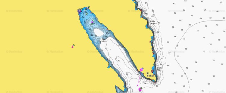 To open Navionics chart of yacht anchorage in Vela Luka