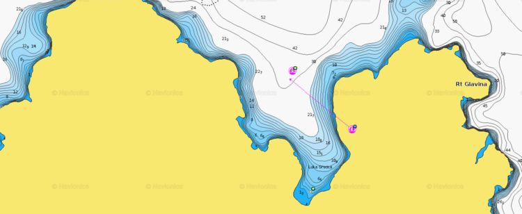 To open Navionics chart of yacht anchorage in Luka Srscica