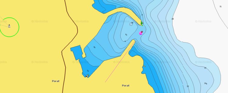 To open Navionics chart of yacht moorings in Porat