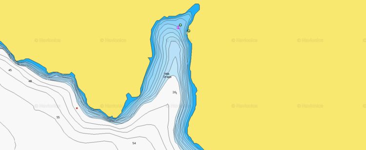 To open Navionics chart of the yacht anchorage in Vela Draga Bay on the Goli Islands