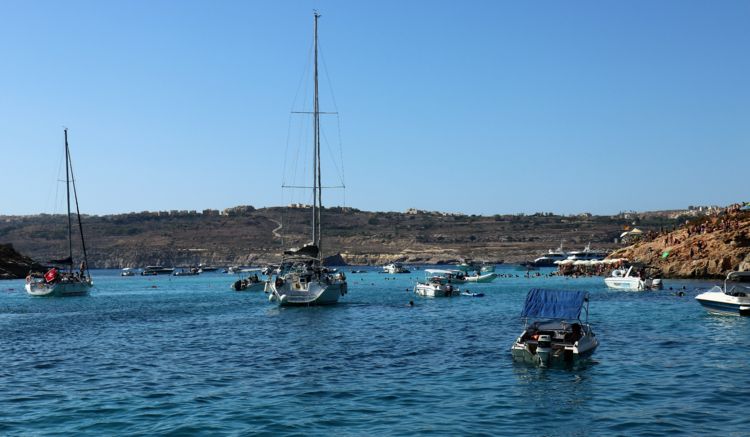 Yacht anchorage in Blue Lagoon