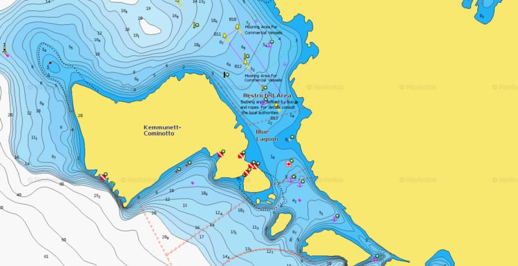 To open Navionics chart of yacht anchorage in Blue Lagoon