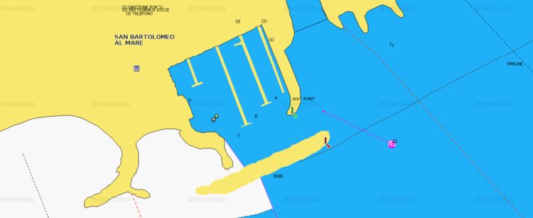 To open Navionics chart  of Club Nautico San Bartolomeo. Imperia. Liguria. Italy