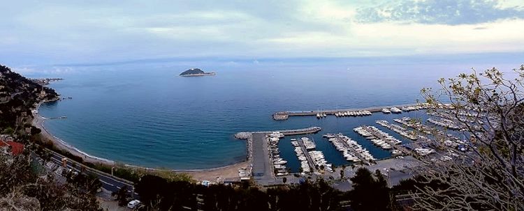 Yacht anchorage in front of the entrance to Alassio marina