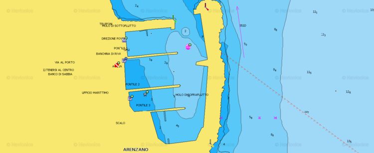 To open Navionics chart of yacht mooring in Yacht Marina Arenzano