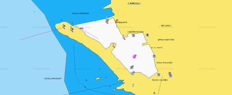 To open Navionics chart of yacht mooring in Camogli Fishport