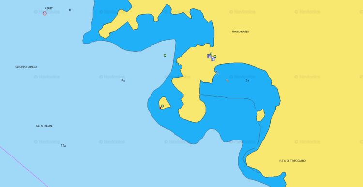 To open Navionics chart  of Yacht moorings in Fiascherino Bay of Spezia Gulf