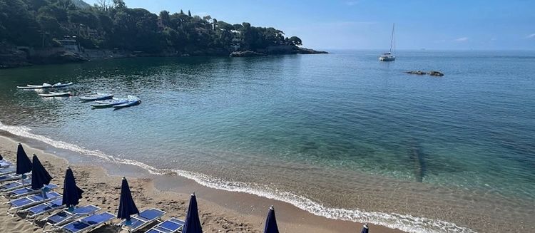 Yacht moorings in South Fiascherino Bay of Spezia Gulf