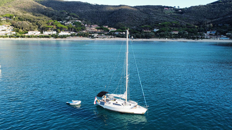 Yachts in Biodola Bay. Elba Island. Italy