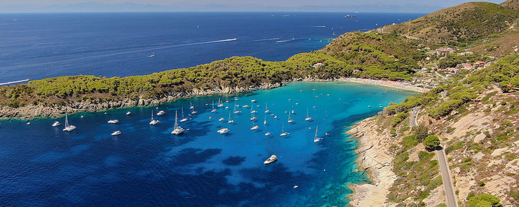 Yachts in Fetovaia Bay. Elba Island. Italy