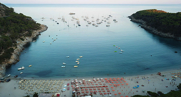 Yachts in Fetovaia Bay. Elba Island. Italy