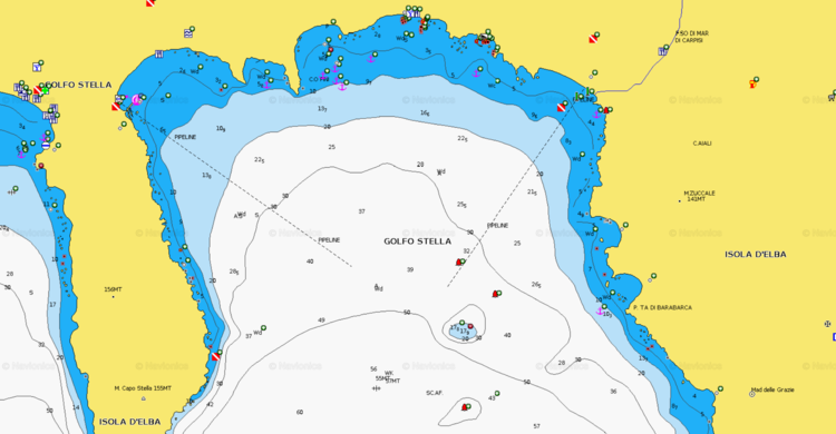 To open Navionics chart of yacht anchorage in Stella Bay