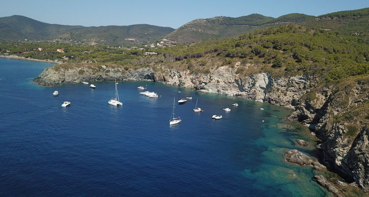 Yachts in Stella Bay. Elba Island. Italy