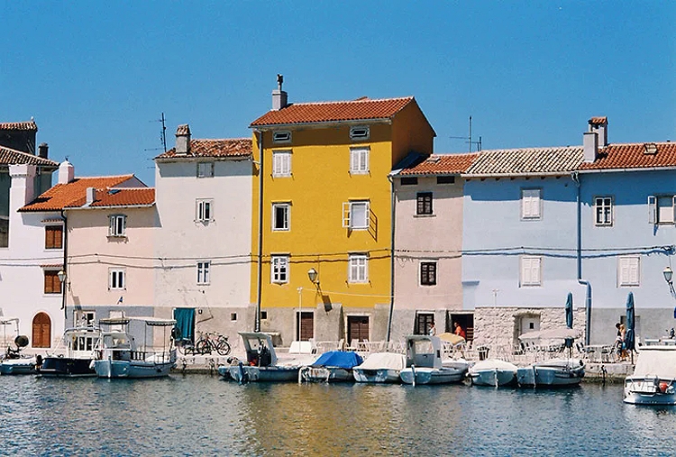 Waterfront architecture in old town of Cres, Croatia