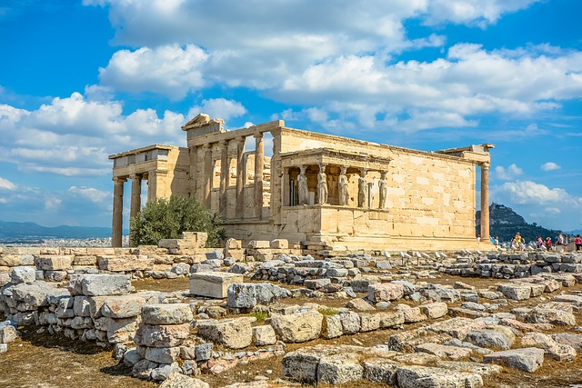 Caryatid Portico on the southern frontage of the Erechtheion on the Acropolis in Athens