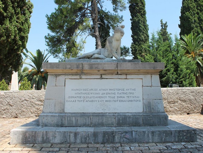 Statue of the Daughter of Greece, which adorns the memorial to Marcos Botsaris