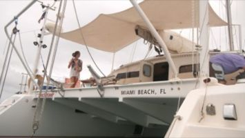 The aft transom deck and lounging cockpit