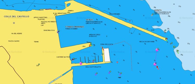 To open Navionics chart of yacht moorings in Termini Imerese