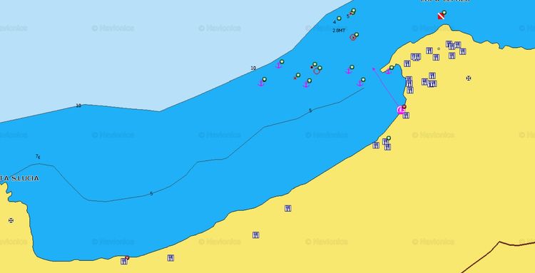 To open the Navionics map of Yacht anchorage at the Old Town of Cefalu