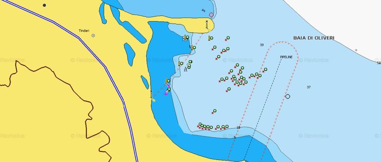 To open Navionics chart of yacht anchorage Tindari